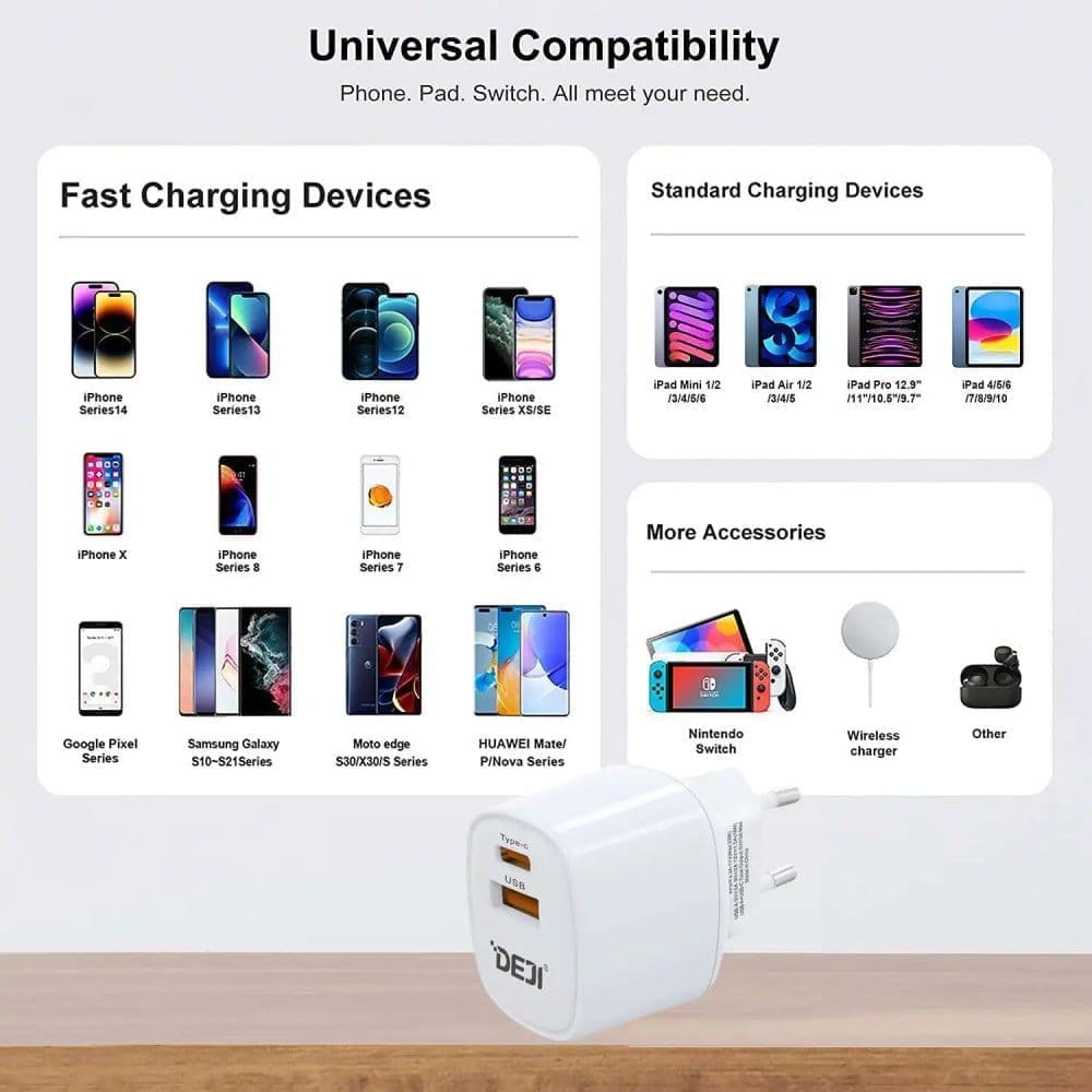 Deji Universal-lader med både USB-C og USB-A - Bilde 4