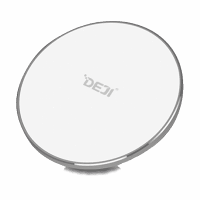DEJI universal trådløs ladeplate SILVER (aluminiumsramme) Fast Wireless Charger 10W / 7,5W / 5W (krever lader med standard USB-A kontakt)