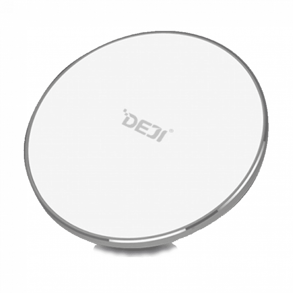 DEJI universal trådløs ladeplate SILVER (aluminiumsramme) Fast Wireless Charger 10W / 7,5W / 5W (krever lader med standard USB-A kontakt)