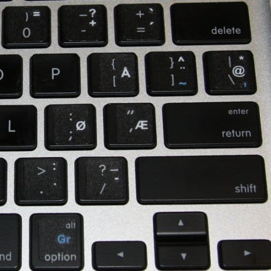 Tastaturetiketter m/KUN* norske tegn for utenlandske MAC/PC-tastatur