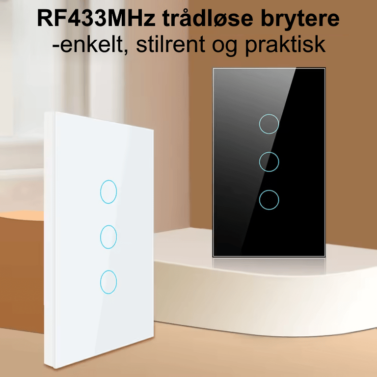Tynn trådløs touch-bryter/fjernkontroll RF433Mhz heldekkende glasspanel