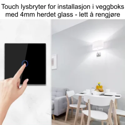 enkel touch-brytermodul i herdet glass (WiFi/bluetooth-Tuya)